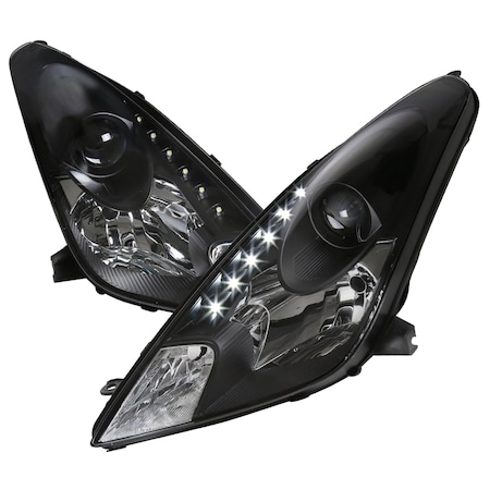Spec-D Tuning 00-05 Toyota Celica Projector Headlight Black With LED Drl LHP-CEL00JM-RS